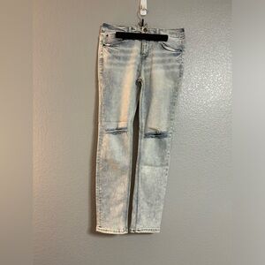 Men’s RSQ light blue acid wash ripped skinny stretch jeans pants size 31 x 30